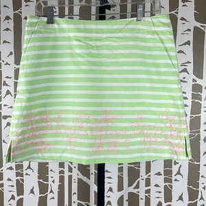 Lady Hagen Striped Embroidered Skort in Green Paradise 8